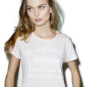 Wildfox Last Unicorn Sleepover Tee Size Small Pink
